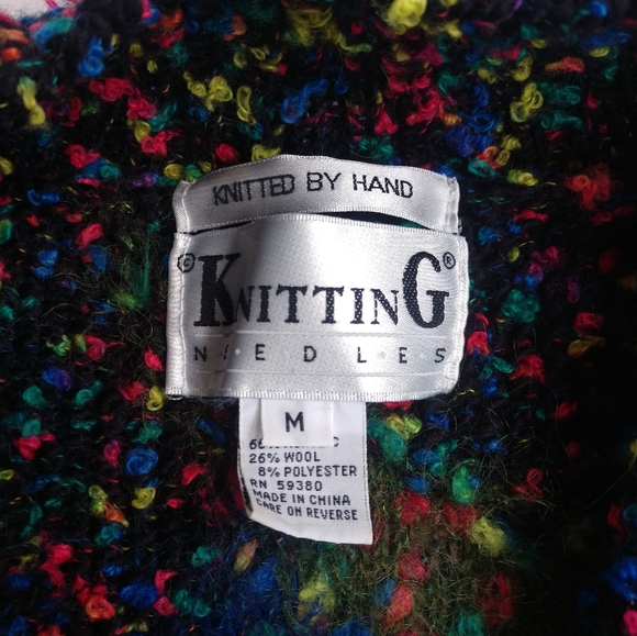 Vintage Hand Knit Funky Chunky V Neck Sweater by Knitting Needle - Picture 5 of 7